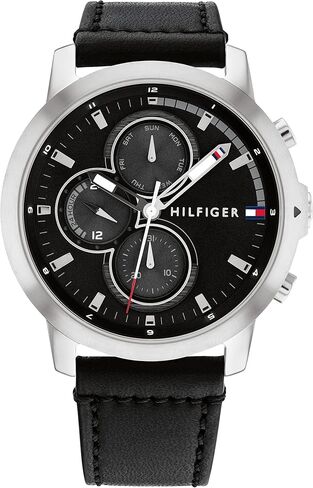 Tommy Hilfiger Men Mens Multifunction Steful Steel and Leather Strap Watch ، Color: Brown (Model: 1792053) in Saudi Arabia