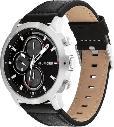 Tommy Hilfiger Men Mens Multifunction Steful Steel and Leather Strap Watch ، Color: Brown (Model: 1792053) in Saudi Arabia