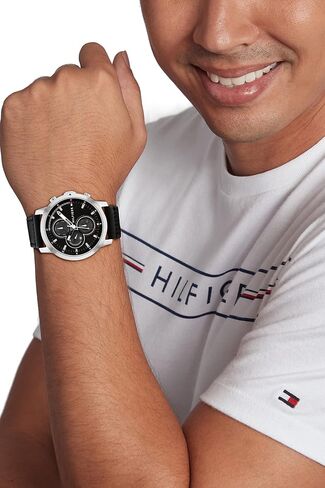 Tommy Hilfiger Men Mens Multifunction Steful Steel and Leather Strap Watch ، Color: Brown (Model: 1792053) in Saudi Arabia