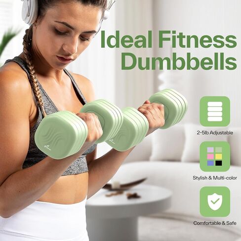 Adjustable Dumbbell Set of 2: Sportneer 4 in 1 Free Weights Dumbbells Set for Women, Hand Weights for Women at Home, Each 2lb 3lb 4lb 5lb Weights with Soft Rubber Handle for Home Gym Exercise Training in Saudi Arabia