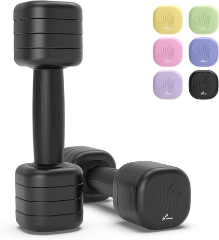 مجموعة دمبل قابلة للتعديل مكونة من 2: مجموعة دمبل رياضية 4 في 1 بأوزان مجانية للنساء، أوزان يد للنساء في المنزل، كل أوزان 2 رطل و3 رطل و4 رطل و5 رطل مع مقبض مطاطي ناعم للتدريب على ممارسة صالة الألعاب الرياضية المنزلية in Kuwait