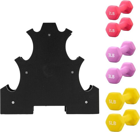 Neoprene Dumbbell Set for Women 2-5 lb | 3 Pairs Hand Weights Set with Rack, Hex Anti-Roll, Color-Coded Home Gym Gifts in Saudi Arabia