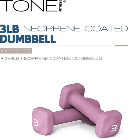 Tone Fitness Neoprene Dumbbell Weight Pairs with Anti-Roll Square Head | Multiple Options in Saudi Arabia