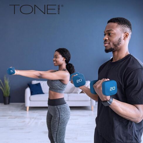 Tone Fitness Neoprene Dumbbell Weight Pairs with Anti-Roll Square Head | Multiple Options in Saudi Arabia