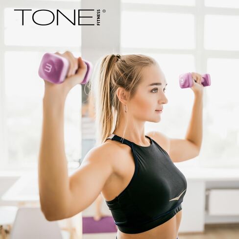Tone Fitness Neoprene Dumbbell Weight Pairs with Anti-Roll Square Head | Multiple Options in Saudi Arabia
