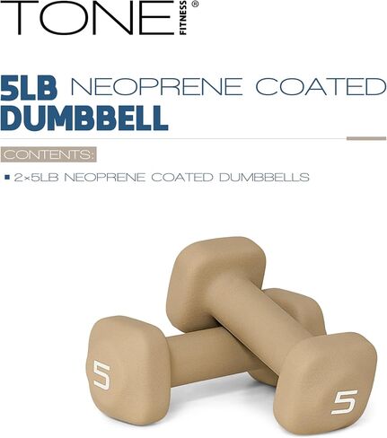 Tone Fitness Neoprene Dumbbell Weight Pairs with Anti-Roll Square Head | Multiple Options in Saudi Arabia