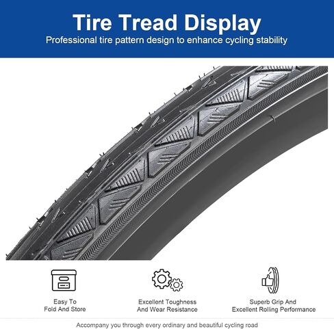 700x35C (37-622) Bike Tire 700C Bicycle tire and 700x35/43 AV48mm Bike Tube Suitable for 700 x 35C City/Road Folding Replacement Bike Tire (Single) in Saudi Arabia