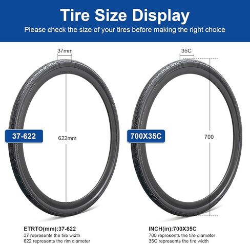 700x35C (37-622) Bike Tire 700C Bicycle tire and 700x35/43 AV48mm Bike Tube Suitable for 700 x 35C City/Road Folding Replacement Bike Tire (Single) in Saudi Arabia