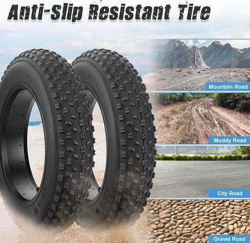 Fat Bike Tire Electric Bike Tire 16/20 x 4.0 inch Heavy Duty Anti-Slip Foldable Replacement All Terrains Tire for E-Bike Kids Bike Snow Bike in Saudi Arabia