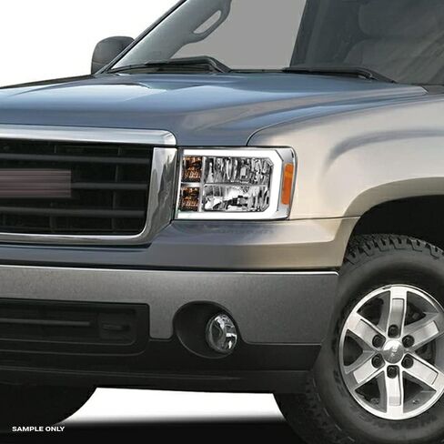 7422452957986 Compatible With 2007-2013 GMC Sierra 1500/2007-2014 2500 3500 HD DRL LED Strip Bar Black Housing Headlights With Amber Reflector in Saudi Arabia