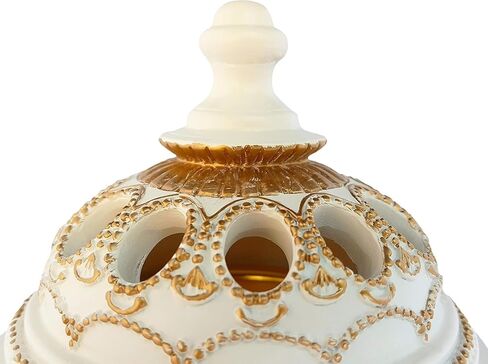 AM Charcoal Incense Burner - Bakhoor Burner, Oud Frankincense Resin Burner for Office & Home Decor - Lavish 4 Pillar (White) in Kuwait