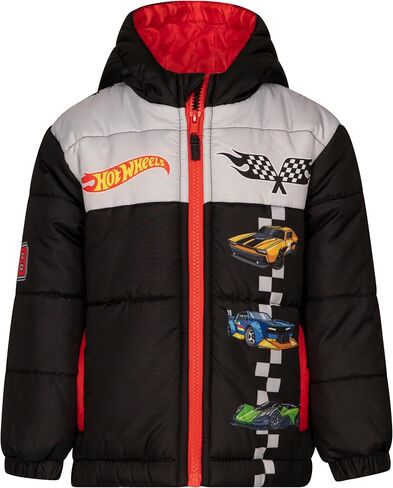Hot Wheels Zip Up Puffer Jacket with Fleece Lining Toddler to Big Kid Sizes (3T - 10-12) in Saudi Arabia