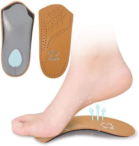 3/4 Leather Orthotic Inserts with Metatarsal Pad, Arch Support Insoles Shoe and Padding at The Heel for Men and Women in Saudi Arabia