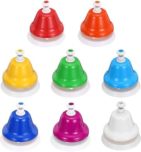 MECCANIXITY 8 Note Diatonic Hand Musical Bells Colorful Rainbow Desk Bells Music Instruments, Mixed Colors in Saudi Arabia