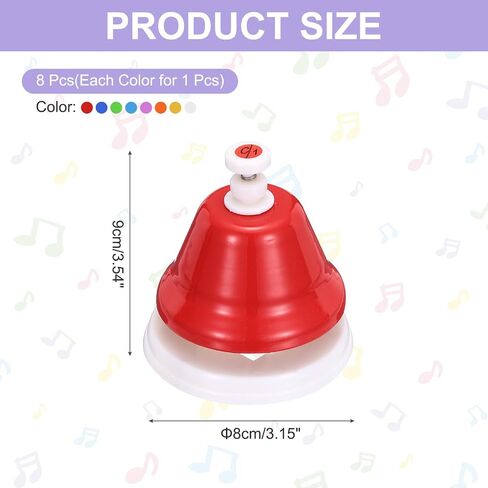 MECCANIXITY 8 Note Diatonic Hand Musical Bells Colorful Rainbow Desk Bells Music Instruments, Mixed Colors in Saudi Arabia