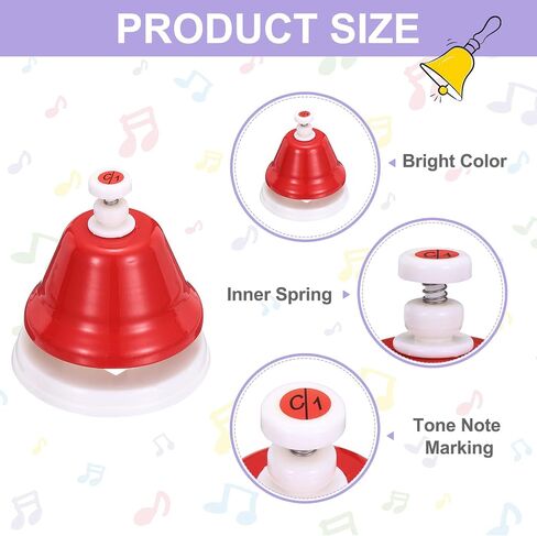 MECCANIXITY 8 Note Diatonic Hand Musical Bells Colorful Rainbow Desk Bells Music Instruments, Mixed Colors in Saudi Arabia