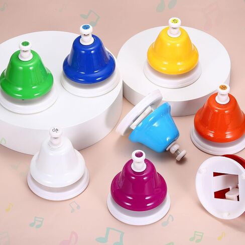 MECCANIXITY 8 Note Diatonic Hand Musical Bells Colorful Rainbow Desk Bells Music Instruments, Mixed Colors in Saudi Arabia