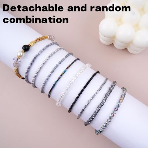 10 Bracelets Stack, Tackable Bracelets for Women Trendy, Boho Bead Bracelet Pack Friendship Jewelry in Saudi Arabia