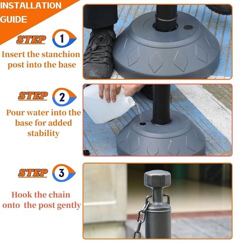 BESEA 6PACK 39 بوصة الحواجز مع الأقماع السوداء السوداء السوداء مع القاعدة السوداء مع 6.6 قدم سلسلة بلاستيكية 2inch الترابطات العاكسة لحواجز السلامة لتدريب القيادة على موقف السيارات (أسود) in Kuwait