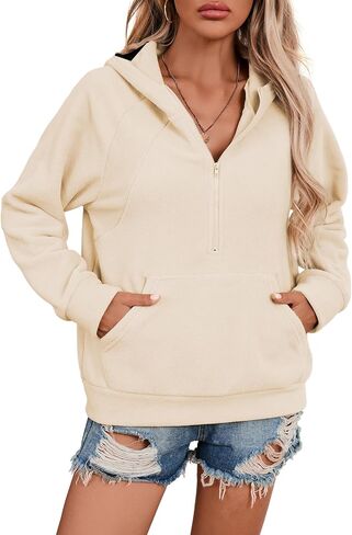 SHEWIN Womens Double Face Fleece Hoodies Fall Half Zip Sweatshirt 2025 in Saudi Arabia