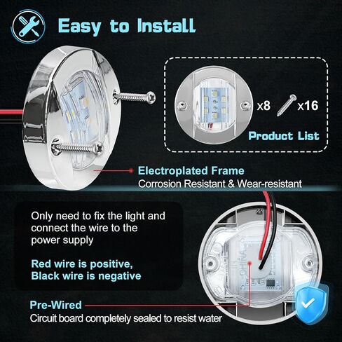 Ucinnnovate 4x LED أضواء القوارب المستديرة ، ضوء الملاحة ، أضواء مجاملة ، مصابيح داخلية قارب 4 ألوان ، قوارب 12 فولت إضاءة ترانسوم لليخوت ، قوارب عائم ، مركب شراعي ، قوارب الكاياك (أحمر/أخضر/أزرق/أبيض) in Saudi Arabia