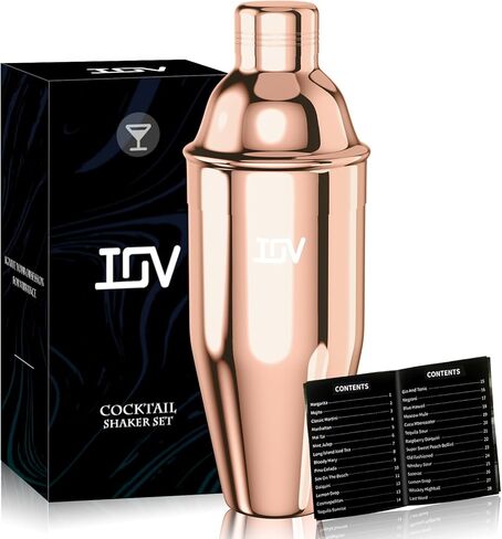 IOV Cocktail Shaker ، 24 أوقية Martini Shaker ، خلاط الشراب مع مصفاة مدمجة ، فولاذ مقاوم المقاوم للصدأ مارغريتا الكحول مع دليل وصفة الكوكتيل ، نادل مجموعة هدايا in Saudi Arabia