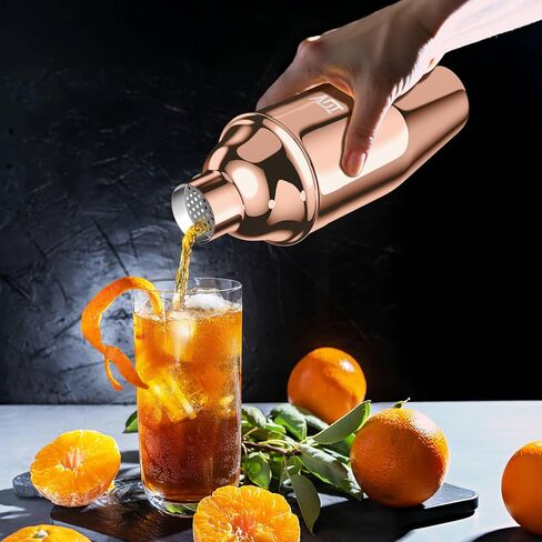 IOV Cocktail Shaker ، 24 أوقية Martini Shaker ، خلاط الشراب مع مصفاة مدمجة ، فولاذ مقاوم المقاوم للصدأ مارغريتا الكحول مع دليل وصفة الكوكتيل ، نادل مجموعة هدايا in Saudi Arabia