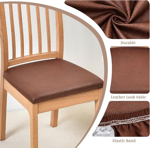 FUANGUI PU Dining Room Chair Covers Slipcovers Set of 4 with 1PC Bench Cover, Waterproof and Stretchable Removable Slipcover for Kitchen, Living Room, Bedroom in Kuwait