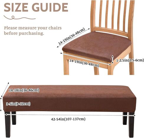 FUANGUI PU Dining Room Chair Covers Slipcovers Set of 4 with 1PC Bench Cover, Waterproof and Stretchable Removable Slipcover for Kitchen, Living Room, Bedroom in Kuwait