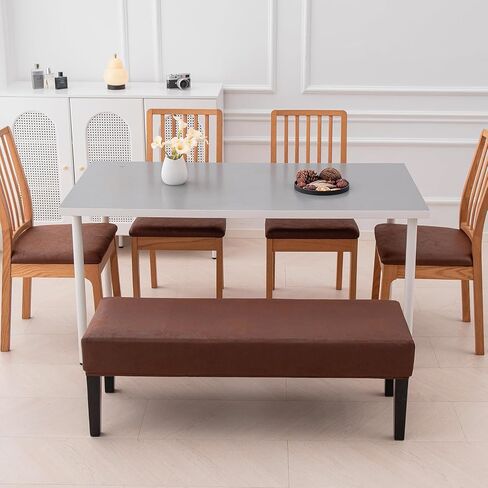 FUANGUI PU Dining Room Chair Covers Slipcovers Set of 4 with 1PC Bench Cover, Waterproof and Stretchable Removable Slipcover for Kitchen, Living Room, Bedroom in Kuwait