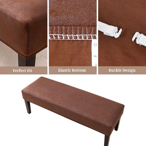 FUANGUI PU Dining Room Chair Covers Slipcovers Set of 4 with 1PC Bench Cover, Waterproof and Stretchable Removable Slipcover for Kitchen, Living Room, Bedroom in Kuwait