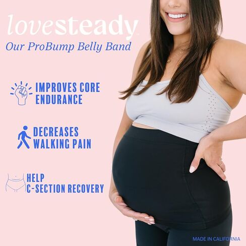 ProBump Maternity Support Belly Band – Breathable, Pregnancy Belly Band for Back, Hip & Pelvic Pain – Postpartum Belly Wrap for C-Section & Natural Birth Recovery – Stay Active & Comfortable, Black - Small in Saudi Arabia