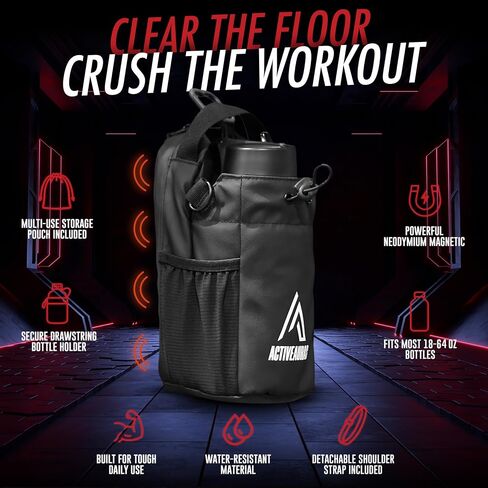 Magnetic Gym Bag for Men and Women – Padded Strap, 4 Strong Magnets, Fits 64oz Bottle Small Crossbody Pouch with Phone Pocket for Travel, Sports, Fitness, Work – Gym Accessories & Gifts in Saudi Arabia
