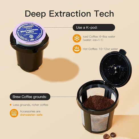 Mini Hot and Iced Coffee Maker Single Serve, for K Cup and Ground, 6 to 14 Oz Brew Sizes, with Recipe Book, for Home, Travel, RV, Office and Dorm, Classic Black (2.0 Version) in Saudi Arabia