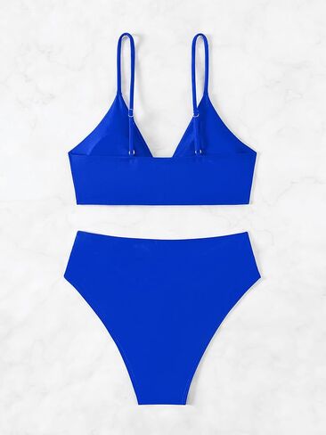 V-Neck One-Piece Swimsuit with Straps, Solid Color, Perfect for Beach Vacations and Photoshoots in Saudi Arabia