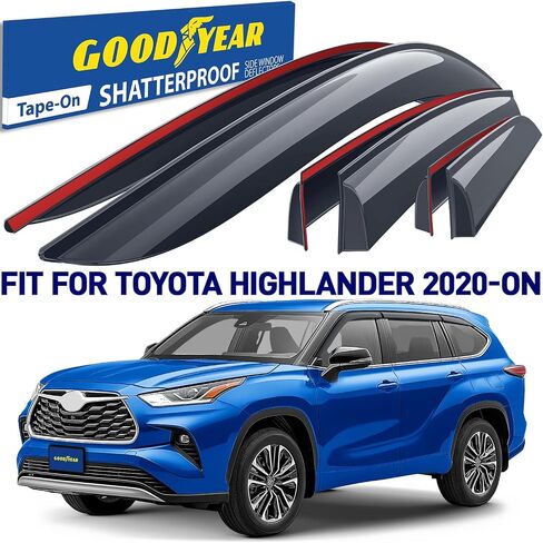 Goodyear Shatterproof Window Deflectors for Jeep Grand Cherokee L 2021-2025, Tape-on Rain Guards, Window Visors, Vent Deflector Visor, Car Accessories, 4 pcs. - GY008886 in Saudi Arabia