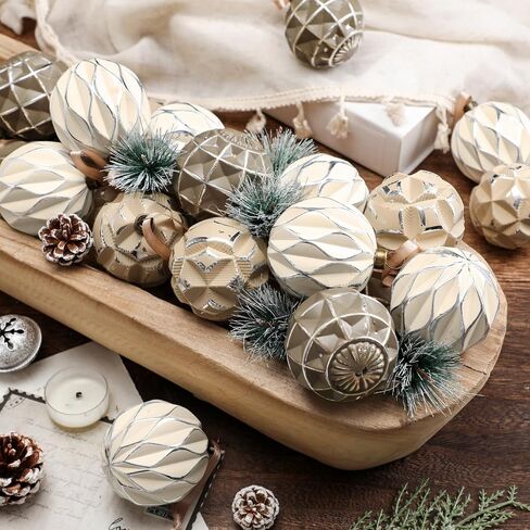 Syhood 24 Pcs Neutral Textured Christmas Ball Ornaments 2.36 Inch Vintage Christmas Tree Decorations Rustic Distressed Christmas Ornaments Farmhouse Holiday Decor for Xmas Tree (Neutral) in Saudi Arabia