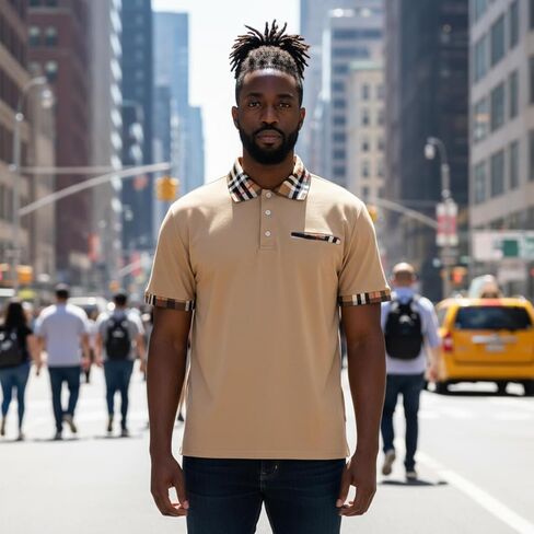 Men's Checkered Collar Polo Shirt, Cotton Blend, Short Sleeve, Regular Fit, Multiple Colors, S-3XL in Saudi Arabia