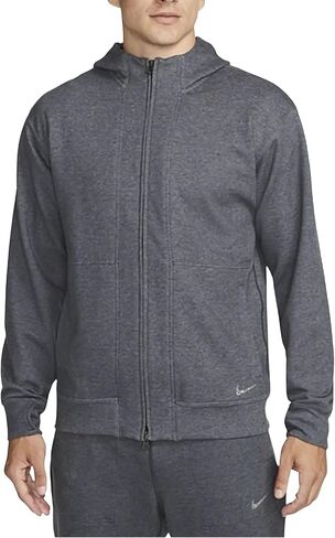Nike Yoga Dri-FIT Men's Full-Zip Fleece Hoodie (Standard, Medium, Heather Black) in Saudi Arabia