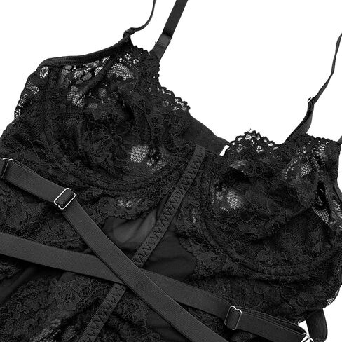الملابس الداخلية المثيرة للنساء Lace Lace Lingerie Lingerie مع الملابس الداخلية مع الرباط والجوارب in Saudi Arabia