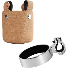 1 PC Bike Cup Holder, Insulated Coffee Cup Holder, Aluminum Alloy Water Bottle Holder with Removable Leather Case, Bicycle Drink Cage for Handlebar Diameters of 18-25 mm (Coffee) in Kuwait