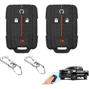 2PCS Silicone 4-Button Smart Key Fob Cover Compatible with 2014-2019 Chevrolet Colorado Silverado Suburban Tahoe and GMC Canyon Sierra Yukon, Car Key Fob Case for Replacement or Spare in Kuwait