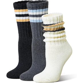 جوارب طويلة من صوف ميرينو للسيدات للشتاء الدافئ الحراري للمشي لمسافات طويلة، جوارب عمل سميكة ومريحة، 3 أزواج in Kuwait