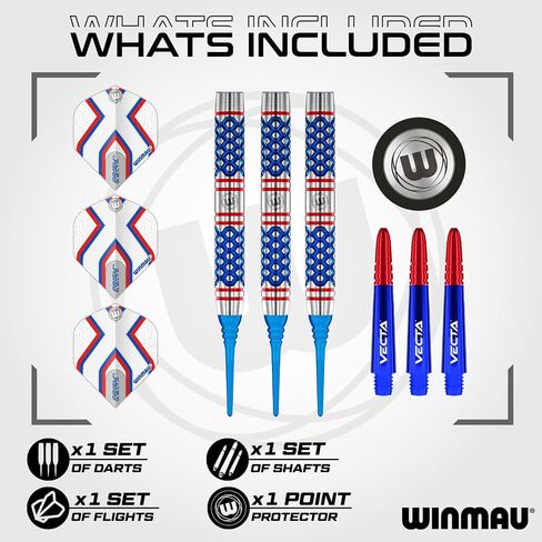 Winmau Darts Epix Series 90% Professional Tungsten Darts Set with Dart Flights and Dart Shafts (Stems) - Available Weights 18g Soft Tip 22g and 24g Steel Tip in Saudi Arabia
