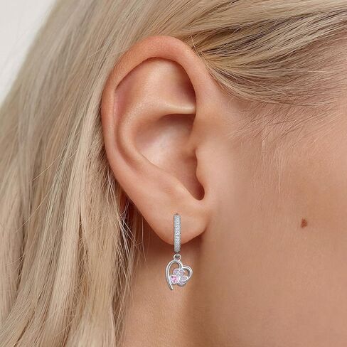 Gold Heart Print Earrings for Women Sterling Silver Cute Pet Puppy Cat Dog Paw Print Hoop Earrings Hypoallergenic White Cubic Zirconia Heart-Shaped Loop Earring Dainty Gifts for Christmas Birthday in Kuwait