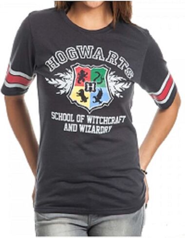 Bioworld Harry Potter Hogwarts Juniors Black Hockey T-Shirt in Saudi Arabia