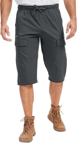 Long Cargo Shorts for Men Below Knee Length 3/4 Joggers Quick Dry Hiking Shorts Lightweight Casual Workout Capri Pants in Saudi Arabia