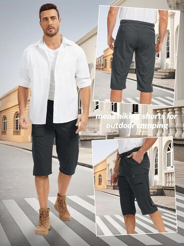Long Cargo Shorts for Men Below Knee Length 3/4 Joggers Quick Dry Hiking Shorts Lightweight Casual Workout Capri Pants in Saudi Arabia
