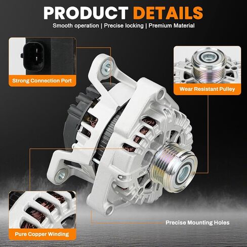 110A High Output Alternator Compatible with Kia Rio Forte Koup Soul L4 1.6L 2012-2017, Hyun-dai Veloster Accent L4 1.6L 2012-2017, 37300-2B760, A0002616559, 443252 in Saudi Arabia