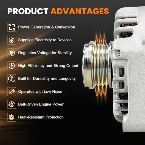 110A High Output Alternator Compatible with Kia Rio Forte Koup Soul L4 1.6L 2012-2017, Hyun-dai Veloster Accent L4 1.6L 2012-2017, 37300-2B760, A0002616559, 443252 in Saudi Arabia